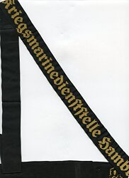Kriegsmarine Mützenband "Kriegsmarinedienststelle Hamburg"