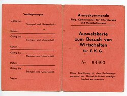 III. Reich - Armeekomanndo italienisches Internierungs-Lager Meiringen - Ausweiskarte zum Besuch von Wirtschaften für E.K.G.