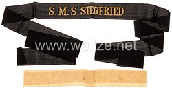 Kaiserliche Marine Mützenband "S.M.S. Siegfried" in Gold für seemännisches Personal