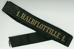 Mützenband "1. Halbflottille.1." in Gold