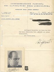 Italien 2. Weltkrieg - Originalunterschrift des Leiters der Confederazione Fascista die Lavoratori dell Agricoltura, Prof. Angelini