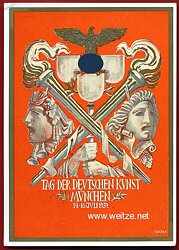 III. Reich - farbige Propaganda-Postkarte - " Tag der Deutschen Kunst München 14.-16. Juli 1939 "