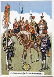 Leib-Garde-Husaren-Regiment - farbige Postkarte des Malers Paul Pietsch