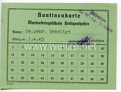 Kriegsmarine - Marinekriegsschule Heiligenhafen - Kantinenkarte