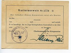 Oberkommando der Kriegsmarine - Kurierausweis