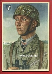 Luftwaffe - Willrich farbige Propaganda-Postkarte - Ritterkreuzträger Major Walter Koch