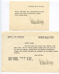 Heer - Originalunterschriften von Ritterkreuzträger Generalleutnant Karl Weisenberger als Kommandeur des XXXVI. Gebirgs-Korps auf einem Brief