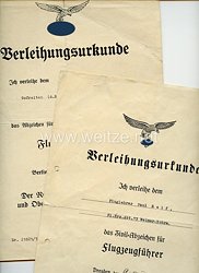 Luftwaffe - Urkundenpaar für einen Inhaber des Zivil-Abzeichens für Flugzeugführer