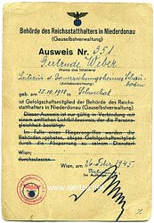 Behörde des Reichsstatthalters in Niederdonau ( Gauselbstverwaltung ) - Ausweis