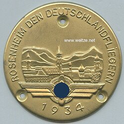 III. Reich / DLV - Türplakette " Rosenheim den Deutschlandfliegern 1934 "