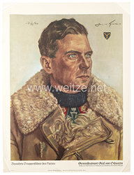 Willrich farbiges Plakat aus der Serie - " Bewährte Truppenführer des Heeres " - Generalleutnant Graf von Schwerin - Ritterkreuzträger
