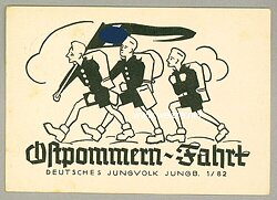 DJ - Propaganda-Postkarte - " Ostpommern-Fahrt Deutsches Jungvolk Jungb. 1/82 "