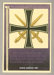 III. Reich - farbige Propaganda-Postkarte " Die siegreichen Fahnen und Standarten der deutschen Wehrmacht " - Karte 5