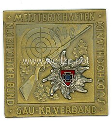III. Reich nichttragbare Siegerplakette "NS Reichskriegerbund Meisterschaften Gau-Kriegerverband Süd Hochland 1940"