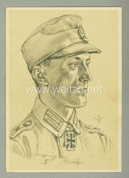 Heer - Willrich farbige Propaganda-Postkarte - Ritterkreuzträger Oberwachtmeister Johann Schmölzer