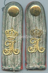 Sachsen Paar Schulterstücke für einen Leutnant im Infanterie-Regiment Kronprinz Nr. 104