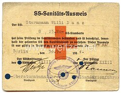 SS-Sanitäts-Ausweis für einen SS-Sturmmann
