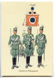 III. Reich - farbige Propaganda-Postkarte - " Standarte der Ordnungspolizei ( Deutschland erwache ) "