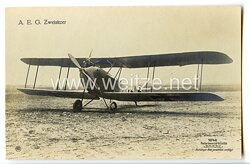 Fliegerei 1. Weltkrieg - Fotopostkarte  - Deutsche Flugzeugtypen " A.E.G. Zweisitzer "