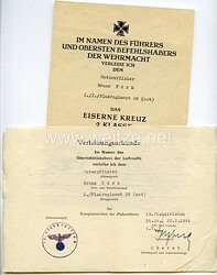 Luftwaffe - Urkundenpaar für einen Unteroffizier der 2./Flakregiment 28 (mot)