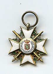 Sachsen Königreich Zivil-Verdienstorden Ritterkreuz 1. Klasse mit Schwertern - Miniatur 19 mm