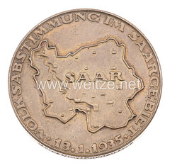 III. Reich - bronzene Erinnerungsmedaille an die Volksabstimmung 13.1.1935  "Deutsch die Saar immerdar"