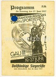 III. Reich - NSRL - 1. Brandenburgisches Turn- u. Sportfest am 27.6.1937 - Programmheft