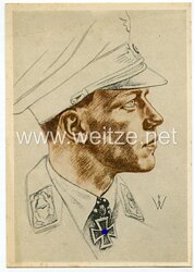 Luftwaffe - Willrich farbige Propaganda-Postkarte - Ritterkreuzträger Major Helmut Wick