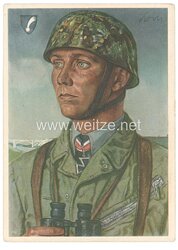 Luftwaffe - Willrich farbige Propaganda-Postkarte - Ritterkreuzträger Major Koch