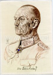 Heer - Willrich farbige Propaganda-Postkarte - Ritterkreuzträger Generaloberst v. Rundstedt