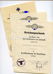 Luftwaffe - Urkundentrio für einen Unteroffizier der 1./Kampfgeschwader 100