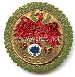 Standschützenverband Tirol-Vorarlberg - Gaumeisterabzeichen 1943 in Gold mit Eichenlaubkranz " Pistole "