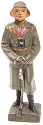 Lineol - Heer Generalstabsoffizier mit Mantel und Stahlhelm, Fernglas umgehängt und sich auf Säbel stützend.