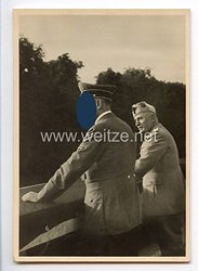 III. Reich - Propaganda-Postkarte - " Die historische Begegnung am 18.6.1940 in München - Auf dem Balkon des Führerbaues " ( Mussolini / Hitler )