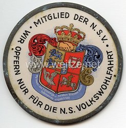 III. Reich - NSV - Türplakette - " Mitglied der N.S.V. - Wir opfern für die N.S. Volkswohlfahrt ( Schleswig-Holstein ) " 
