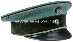 Preußen Schirmmütze feldgrau für einen Offizier im Dragoner-Regiment Nr. 6 oder 14