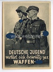 SS - Propaganda-Postkarte - " Deutsche Jugend meldet sich freiwillig zur Waffen-SS "