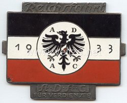 III. Reich - ADAC - nichttragbare Verdienstplakette für die Reichsfahrt 1933