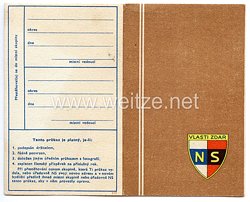 III. Reich - Tschecheslowakei - Narodni Sourucenstvi ( NS ) - Mitgliedsausweis für eine Frau des Jahrgangs 1872
