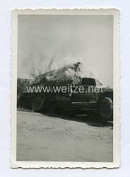 Wehrmacht Heer Foto, Verpflegungswagen (LKW) brennt