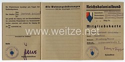 Reichskolonialbund - Gauverband Süd-Hannover-Braunschweig Ortsverband Nienburg/Weser - Mitgliedskarte