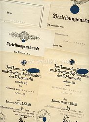 Luftwaffe - Urkundengruppe für einen späteren Feldwebel der IV./Kampfgeschwader 101