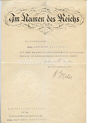 Reichswehrminister Otto Geßler - Originalunterschrift auf einer Anstellungsurkunde 