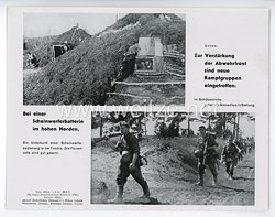 III. Reich - gedrucktes Pressefoto " Bei einer Scheinwerferbatterie im hohen Norden. Zur Verstärkung der Abwehrfront sind neue Kampfgruppen eingetroffen " 1.8.1944