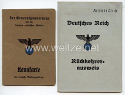 III. Reich / Der Generalgouverneur für die besetzten polnischen Gebiete - Kennkarte für deutsche Volkszugehörigkeit
