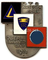 III. Reich - nichttragbare Teilnehmerplakette - " DTC Kriegsspiel Oberammergau 1933 "
