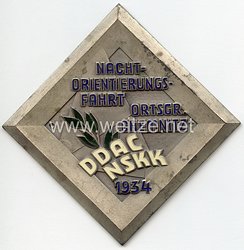 NSKK / DDAC - nichttragbare Teilnehmerplakette - " Nachtorientierungsfahrt Ortsgruppe Chemnitz NSKK DDAC 1934 " 