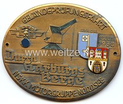 NSKK - nichttragbare Teilnehmerplakette - " Geländeprüfungsfahrt Durch Harburgs Berge NSKK Motorgruppe Nordsee 12. Juni 1938 Stade Lüneburg "