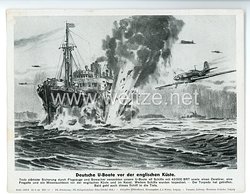 III. Reich - gedrucktes Pressefoto " Deutsche U - Boote vor der englischen Küste " 22.9.1944