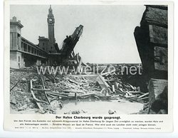 III. Reich - gedrucktes Pressefoto " Der Hafen Cherbourg wurde gesprengt " 7.7.1944